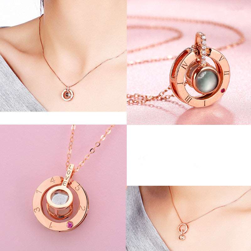 I love you projection pendant necklace 100 languages
