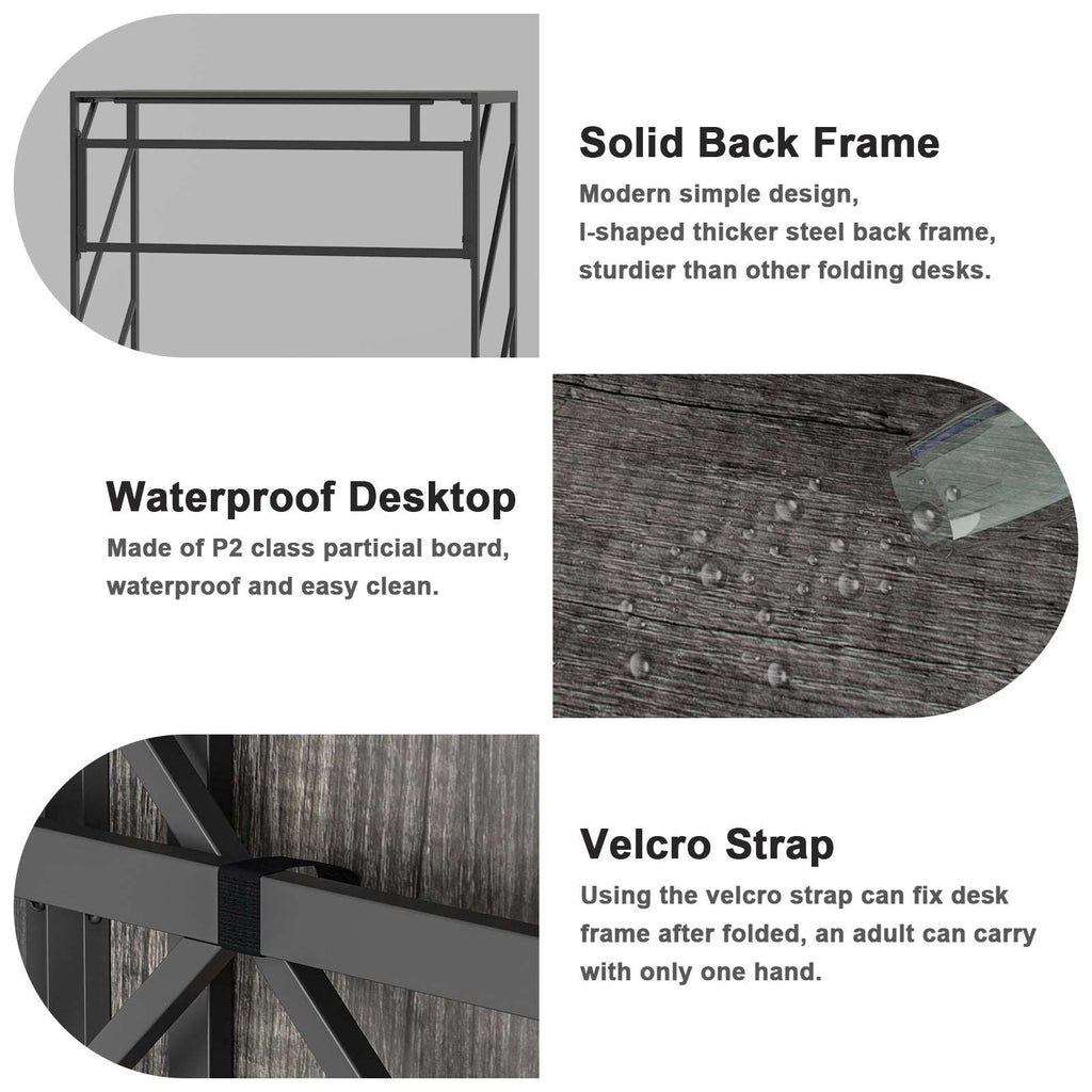 Folding Desk Writing Computer Desk for Home Office - No-Assembly Study Office Desk Foldable Work Table