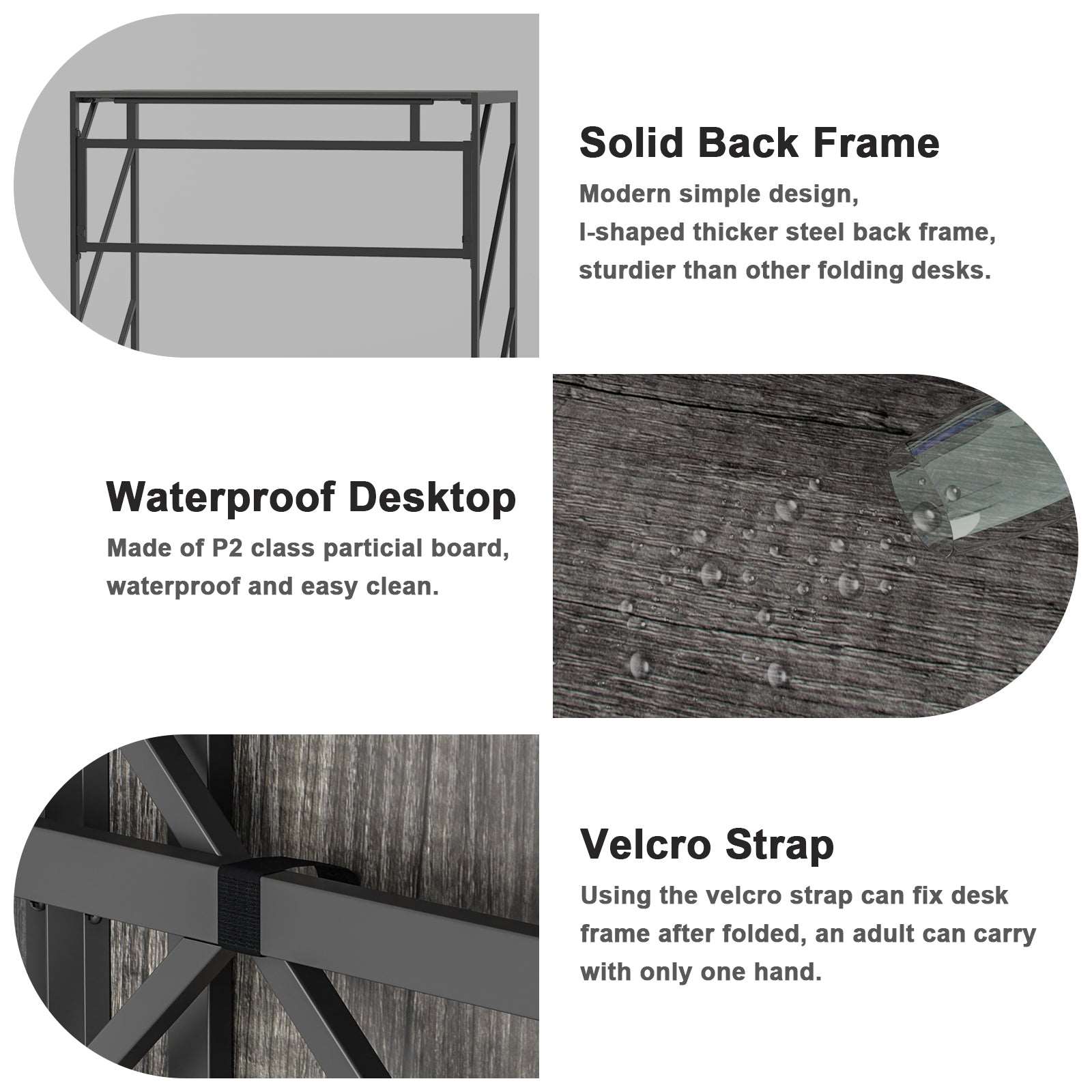 Folding Desk Writing Computer Desk for Home Office - No-Assembly Study Office Desk Foldable Work Table