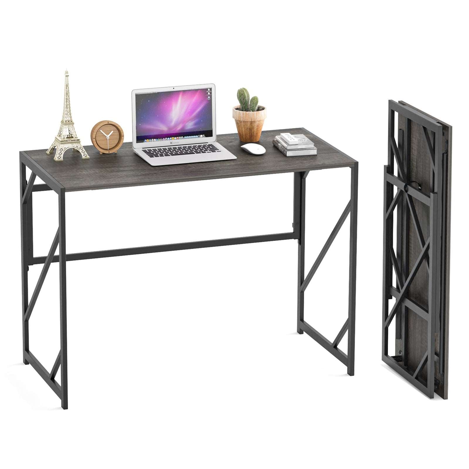 Folding Desk Writing Computer Desk for Home Office - No-Assembly Study Office Desk Foldable Work Table