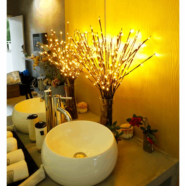 3 Pack Twig Lights, USB Plug in Branches Lights with 60 LED Bulbs, Romantic Decorative Lights for Vase, Lighted Tree Branches for Indoor - AfkaBoutique759840733936