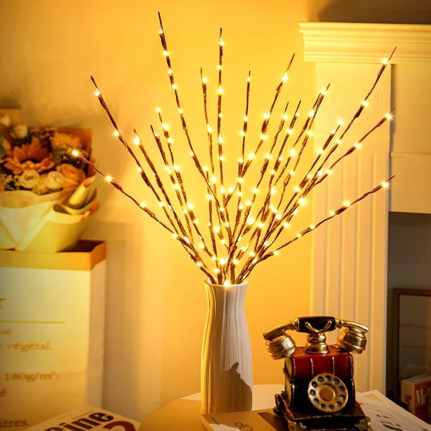 3 Pack Twig Lights, USB Plug in Branches Lights with 60 LED Bulbs, Romantic Decorative Lights for Vase, Lighted Tree Branches for Indoor - AfkaBoutique759840733936