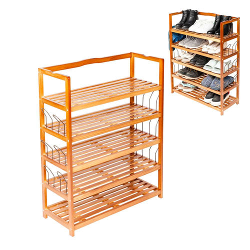 5 Tier Wooden Shoe Rack Shelf Storage Organizer Entryway Home Furniture - AfkaBoutique8690017171170