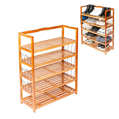 5 Tier Wooden Shoe Rack Shelf Storage Organizer Entryway Home Furniture - AfkaBoutique8690017171170