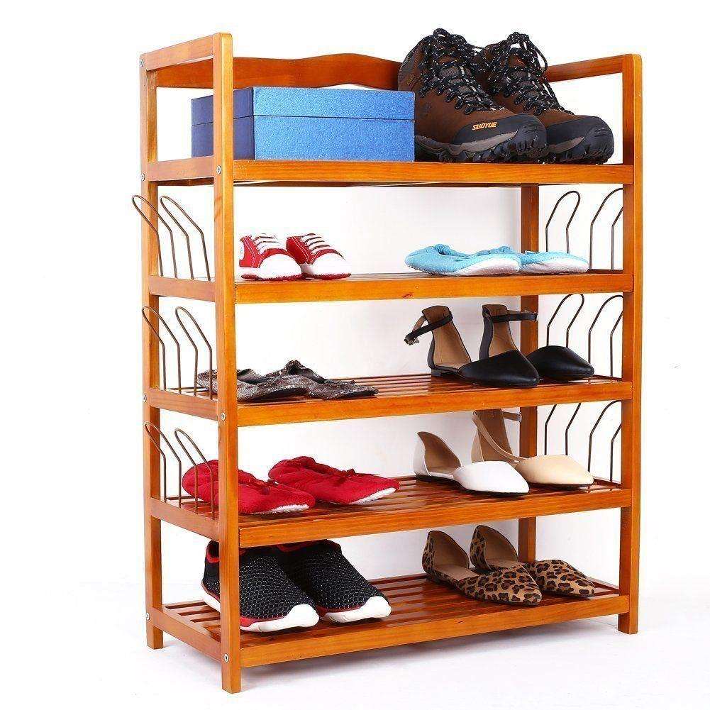 5 Tier Wooden Shoe Rack Shelf Storage Organizer Entryway Home Furniture - AfkaBoutique8690017171170