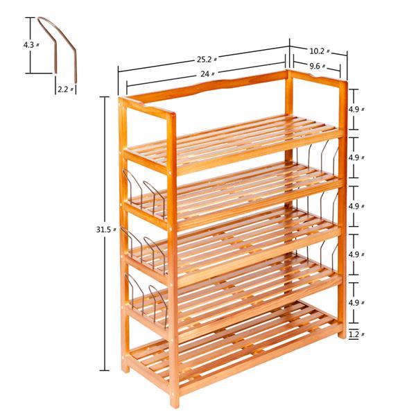 5 Tier Wooden Shoe Rack Shelf Storage Organizer Entryway Home Furniture - AfkaBoutique8690017171170