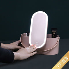 Portable Make-up Box with Make-up Mirror, Desk Lamp