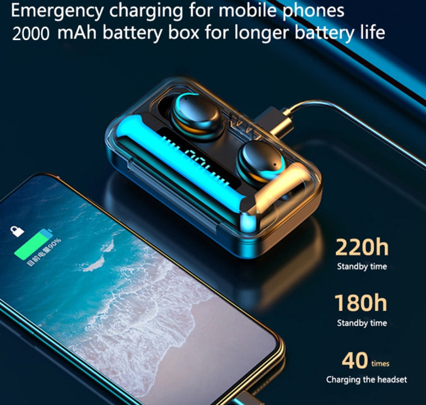 TWS Bluetooth 5.0 Earphones 2200mAh Charging Box Wireless