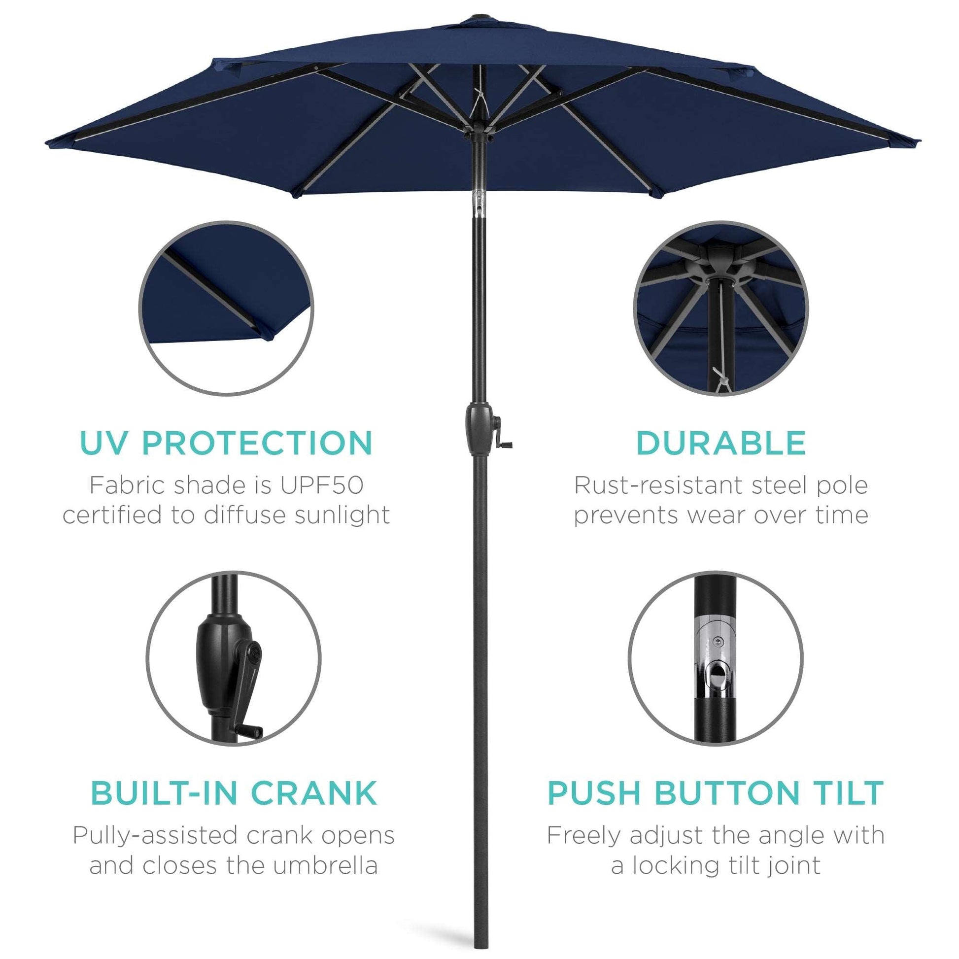 7.5ft Heavy-Duty Outdoor Market Patio Umbrella - AfkaBoutique711237963272