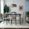 Image of Traditional 5-Piece Wood & Metal Dining Table Set - Dinning Room Table Chairs Furniture