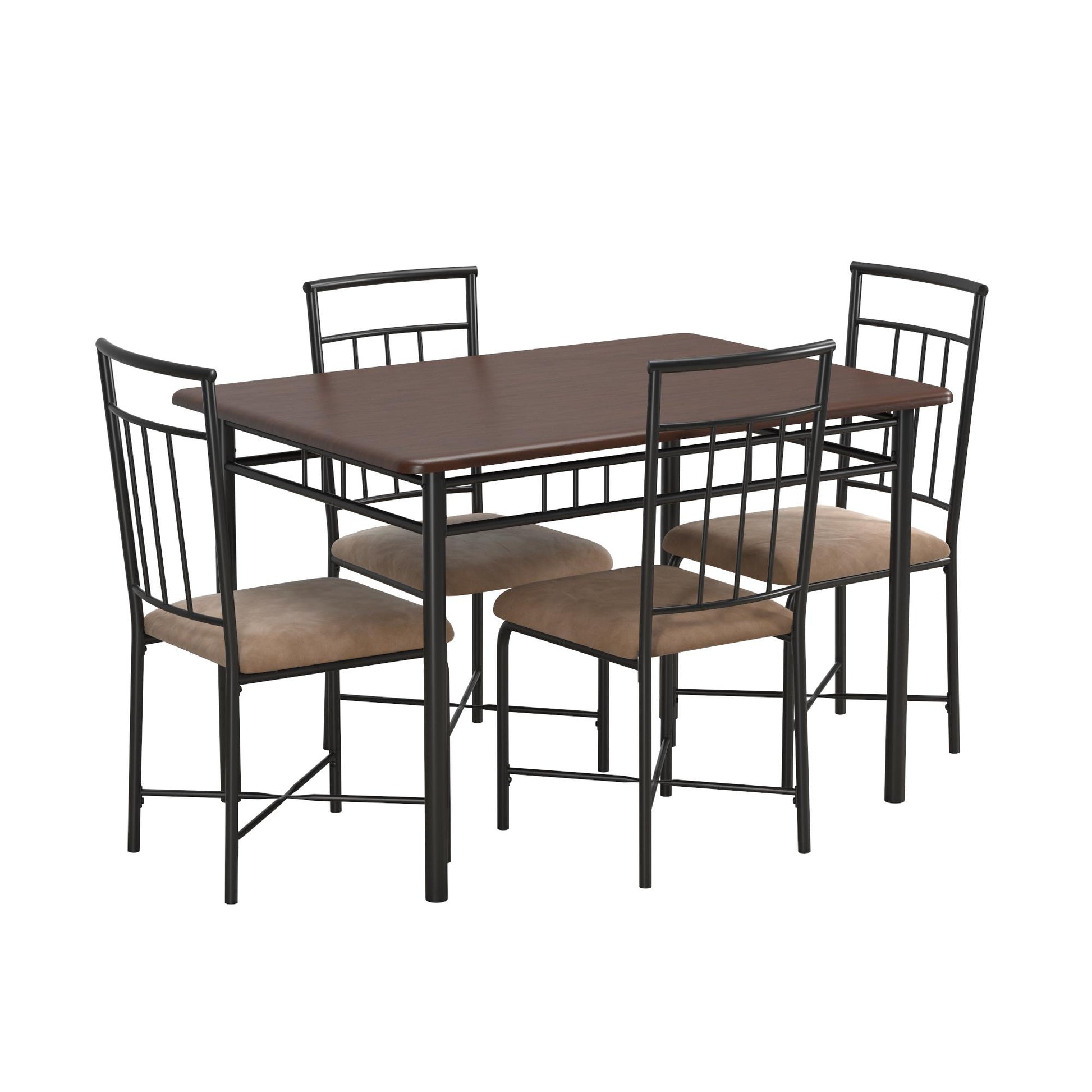 Traditional 5-Piece Wood & Metal Dining Table Set - Dinning Room Table Chairs Furniture