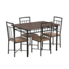 Image of Traditional 5-Piece Wood & Metal Dining Table Set - Dinning Room Table Chairs Furniture
