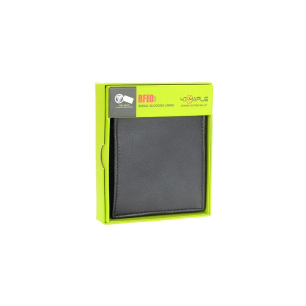 Genuine Leather Bi-Fold Wallet for Men with RFID Signal Blocking & Gift Box