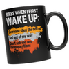 Image of Rules When I First Wake Up - Black Mug