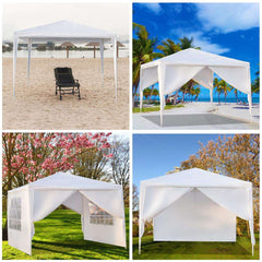 AfkaBand 10' x 10' Outdoor Canopy Party Wedding Tent White Gazebo Pavilion w/4 Side Walls