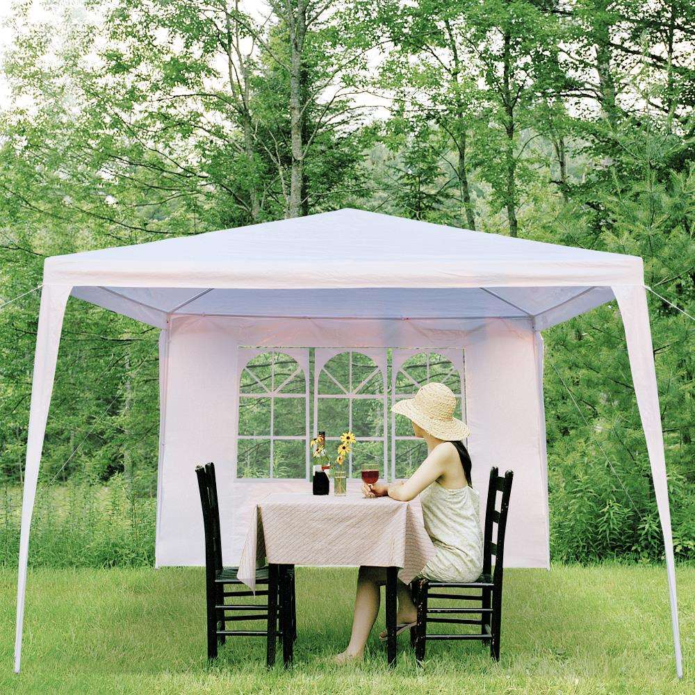 AfkaBand 10' x 10' Outdoor Canopy Party Wedding Tent White Gazebo Pavilion w/4 Side Walls - AfkaBoutique757764142674