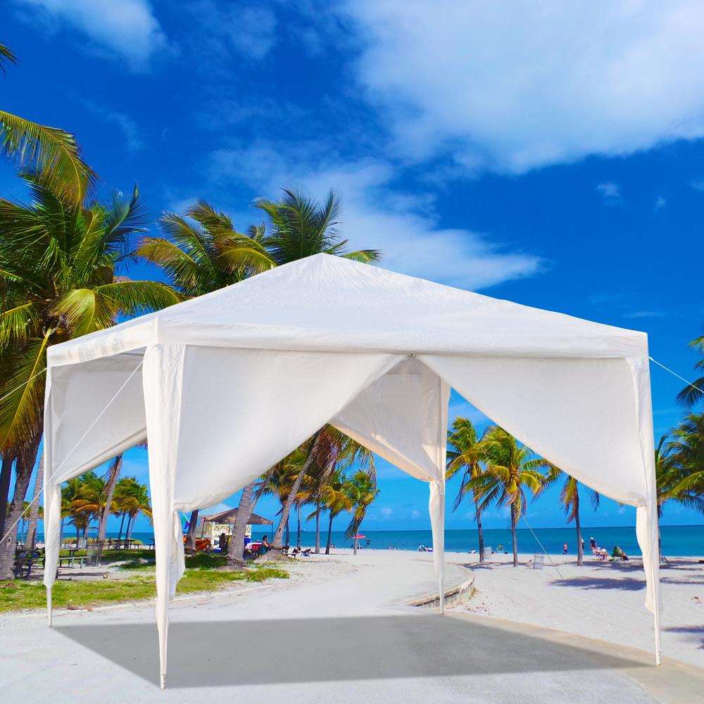 AfkaBand 10' x 10' Outdoor Canopy Party Wedding Tent White Gazebo Pavilion w/4 Side Walls - AfkaBoutique757764142674