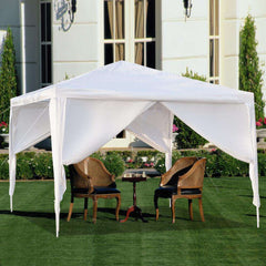 AfkaBand 10' x 10' Outdoor Canopy Party Wedding Tent White Gazebo Pavilion w/4 Side Walls - AfkaBoutique757764142674