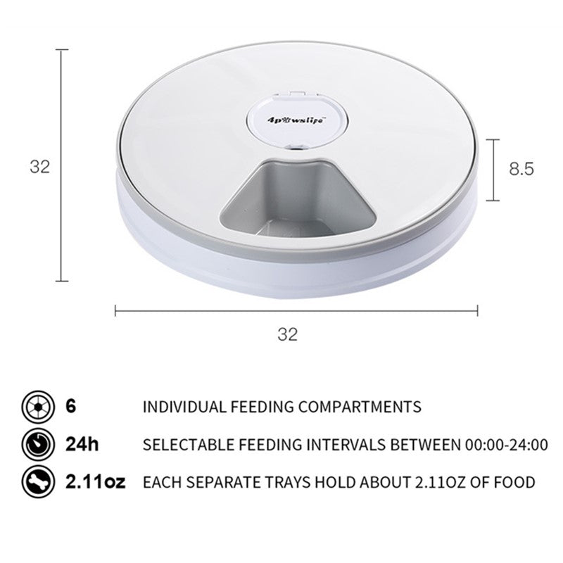 Automatic Pet Feeder 6 Meals 6 Grids Cat Dog Electric Dry Food Dispenser 24 Hours - AfkaBoutique18389_JCVYOPG6018464831089