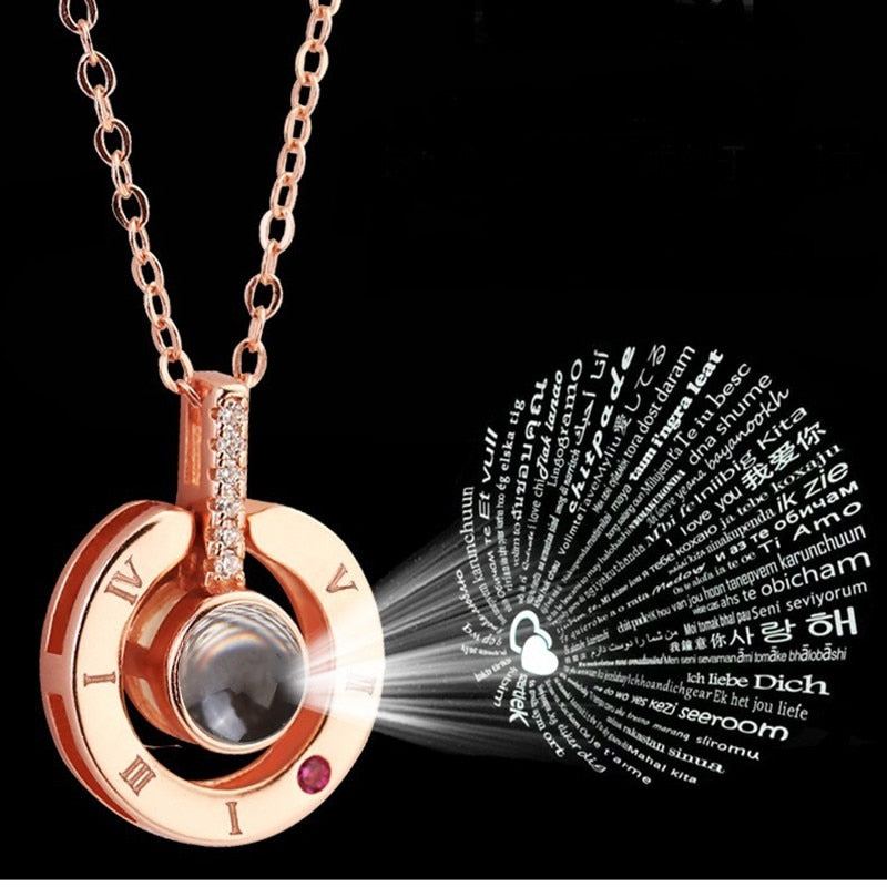 I love you projection pendant necklace 100 languages