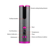 Image of Cordless Auto Rotating Ceramic Hair Curler USB Rechargeable Curling Iron LED Display Temperature Adjustable Curling Wave Styer