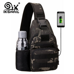 USB Chest Bag Single Shoulder Camping Backpack Military Tactical Sports Bags Outdoor Hiking Army Mochlia Molle Camo Sack